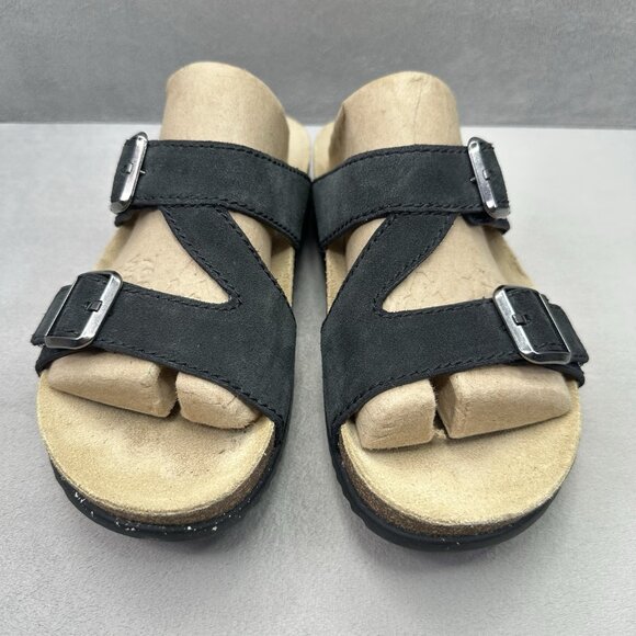 Womens 8.5-9 / EU 39 Dansko Dayna Sandals Black Suede Adjustable Vibram Slide - Picture 2 of 8